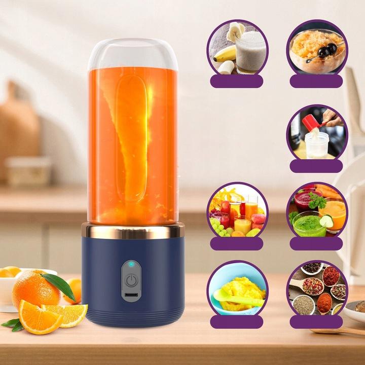 Przenośny Blender Z 2 Butelka 400Ml, Sześć Ostrzy, Idealny Do Mieszania