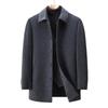 Men's Double-Faced Wool Blend Mid-Length Coat - Business Casual Down Jacket for Middle-Aged Dads