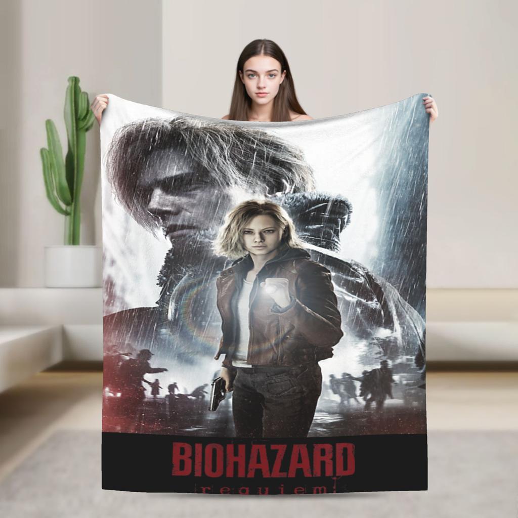 Resident Evil Leon Kennedy Plush Blanket Girls Boys  Flannel Throw Blanket For Living Room Soft Quality Bedspread Gift Idea
