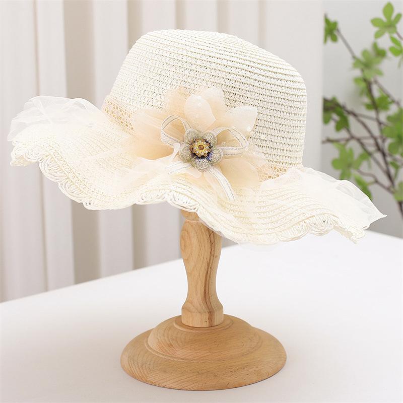 Baby Mädchen 2-teiliges Strohhut und Schultertaschen-Set Sommer Blumen Strand Eimerhut Breite Krempe Sonnenschutz Urlaubsoutfit Accessoire