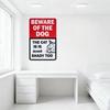 Beware of the Dog & Cracked Cat Shady Warning Funny Prank Metal Tin Sign for Home Garden Bar Wall Decor