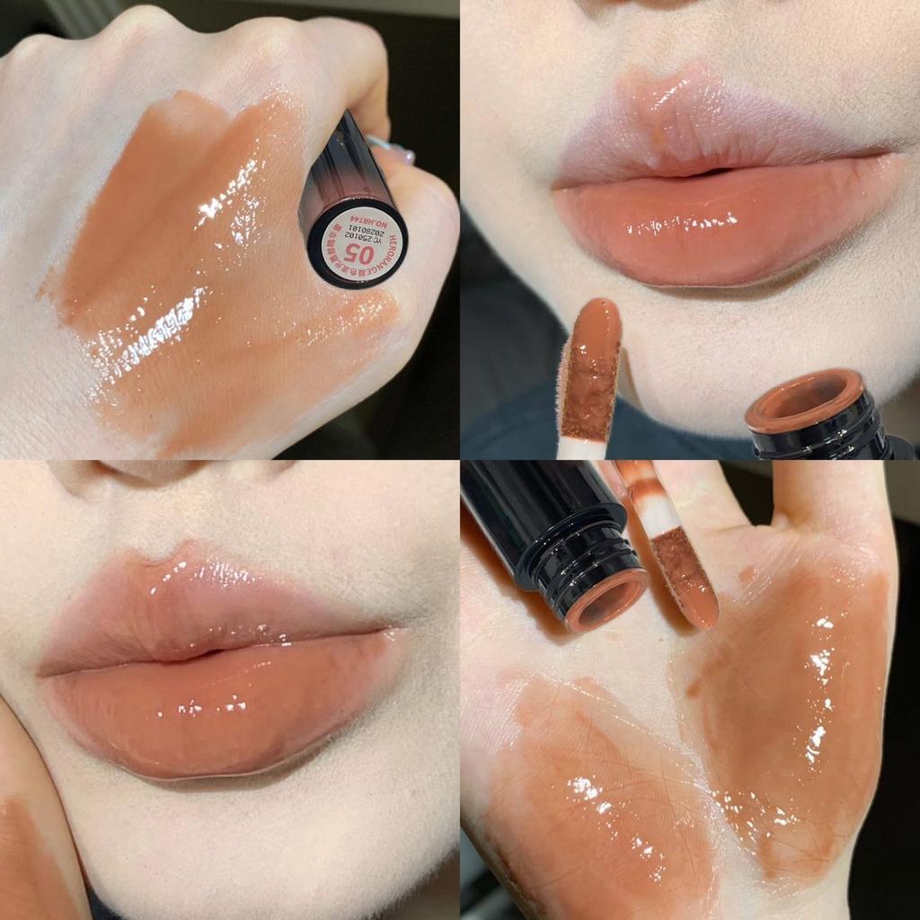 Herorange Condensing Wave-Gloss Lip Essence, with a Moisturizing and Silky Texture, Creates a Clear, Dewy Mirror-Like Finish on the Lips