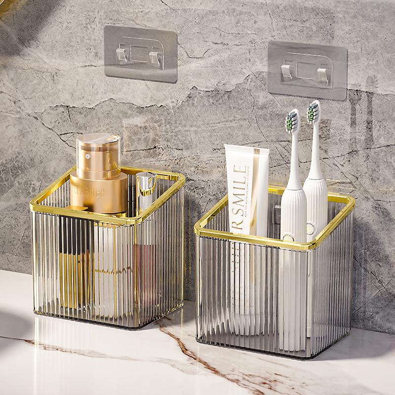 Elegant Wall-Mounted Bathroom Organizer for Toothbrush, Toothpaste, and Comb