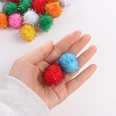 50 Piezas Juguetes para Mascotas Interactivo Gato Bolas Brillantes Divertidas Lindas Bolas con Purpurina Jugar Entrenamiento Bolas de Pompón Gatito