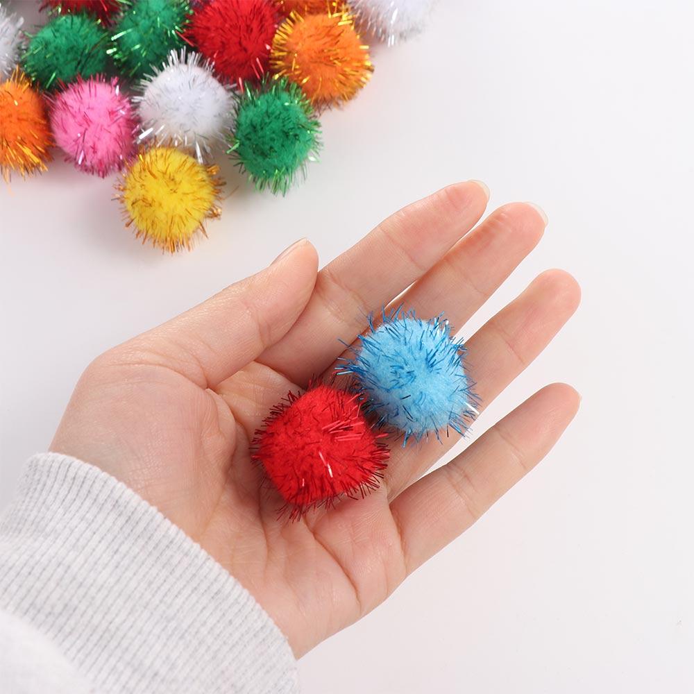 50pcs Indoor Glitter Balls Interactive Pom Pom Balls Pet Toys Cat Sparkle Balls Toy  Puppy
