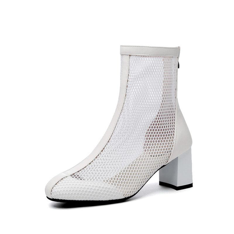 

Летний уличный стиль Дизайн Дышащая сетка Женские ботильоны Круглый носок Толстый высокий каблук Сандалии Ботильоны Женская обувь WSH5322 38