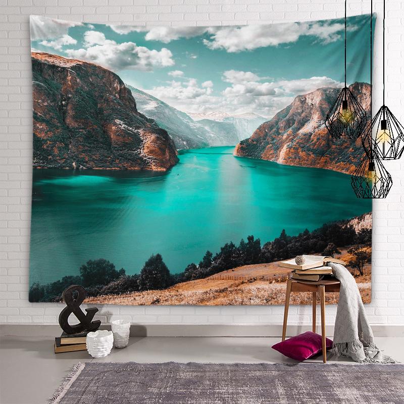 Tapestry of natural beauty Lake boat background wall art tapestry Dormitory room aesthetic decoration Bedroom home decoration