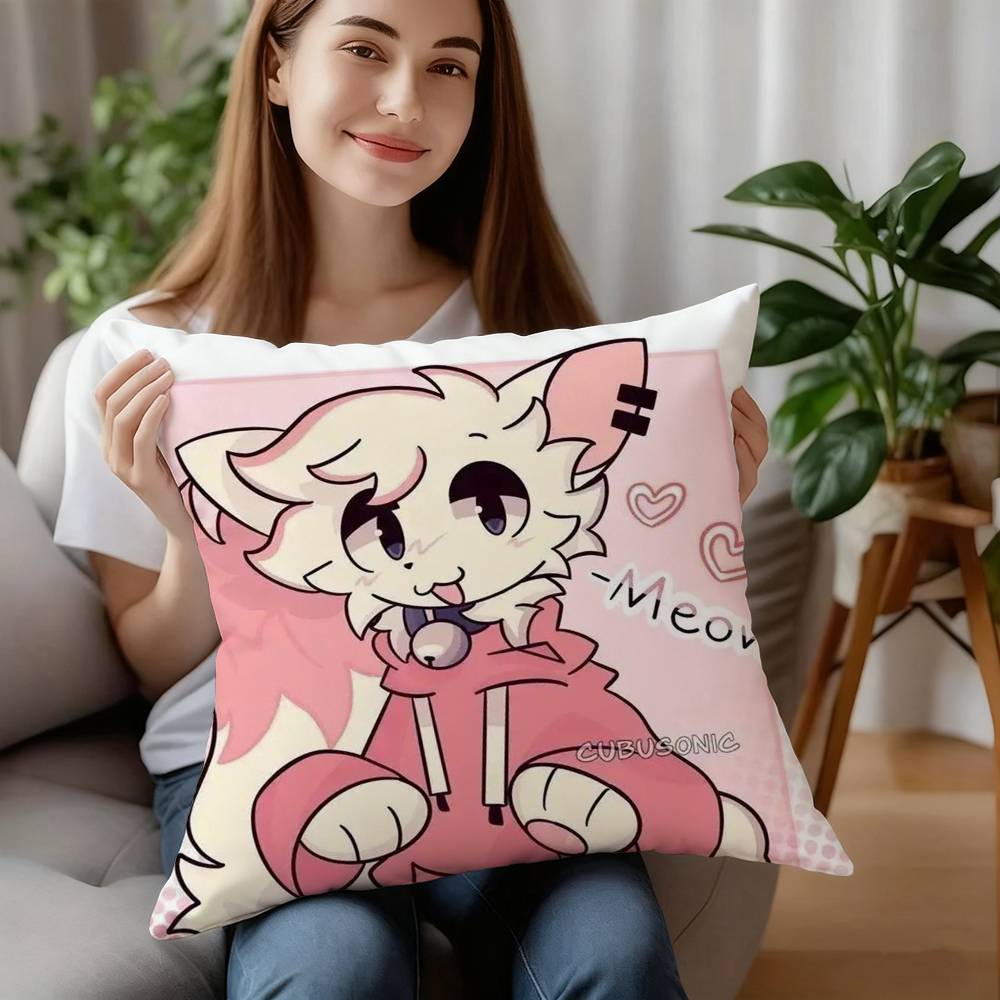 B-Boykisser Silly Cat Cute Pillow Case Plush Fabric Soft Pillowcase Double Sided Print Cushion Cover Household Gifts