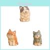 Wooden Cat Carving Decorative Figurine Handmade Home Office Gift For Cat Lovers