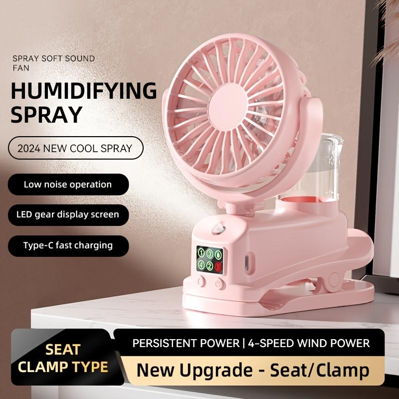 Spray Electric Fan Portable 4-Speed Clip Fan 360° Rotating with Clip Base Multi-function Humidifier Office Home Small Fan 2025