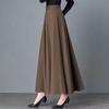 Maxi Skirt High Waist A-Line Long Skirt with Pockets Breathable Slimming Large Hem Design Office Lady Skirt