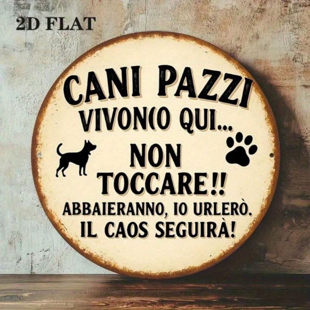 Round Vintage Metal Dog Sign 20x20cm Home Decor