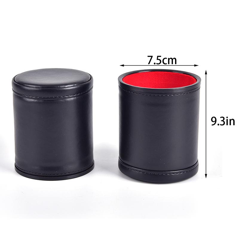 1Pc High Quality Pu Leather Flannel Mute Dice Cup Of Game Supplies With 5 Dices