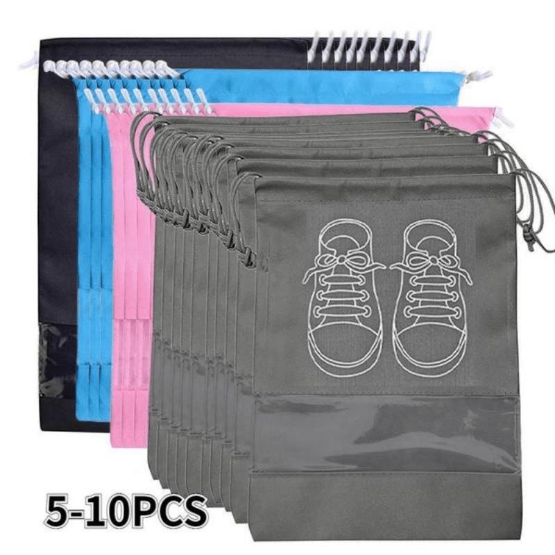 

5pcs Non Woven Hanging Shoe Bag, Fits 5 Pairs, Lightweight Portable Closet Organizer for Travel, Space Saving Storage L