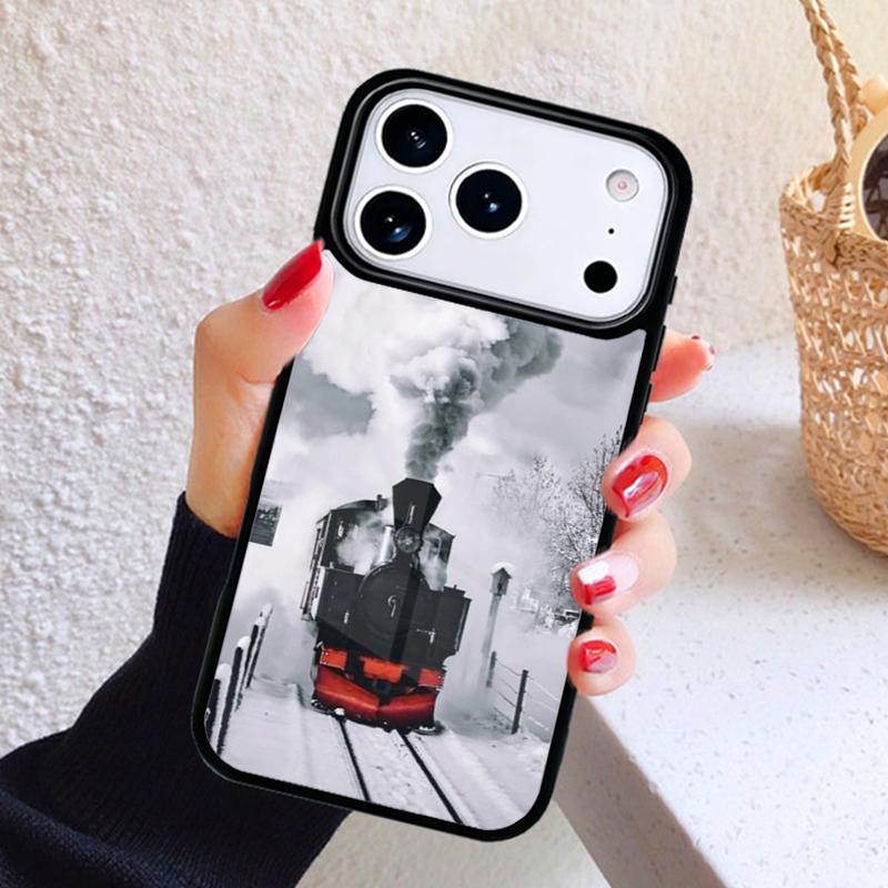 Train Snow Locomotive Railway Phone Case For iPhone 17 Air 16 15 14 13 12 11 Pro Max Plus