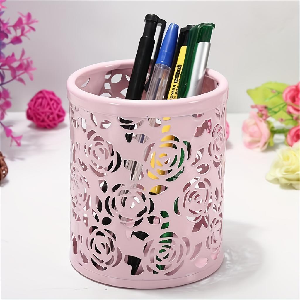 1pc Rose Flower Pen Holder, Durable, Wear-Resistant Desk Organizer for Students, Teachers, and Office Supplies, Stationery Rack