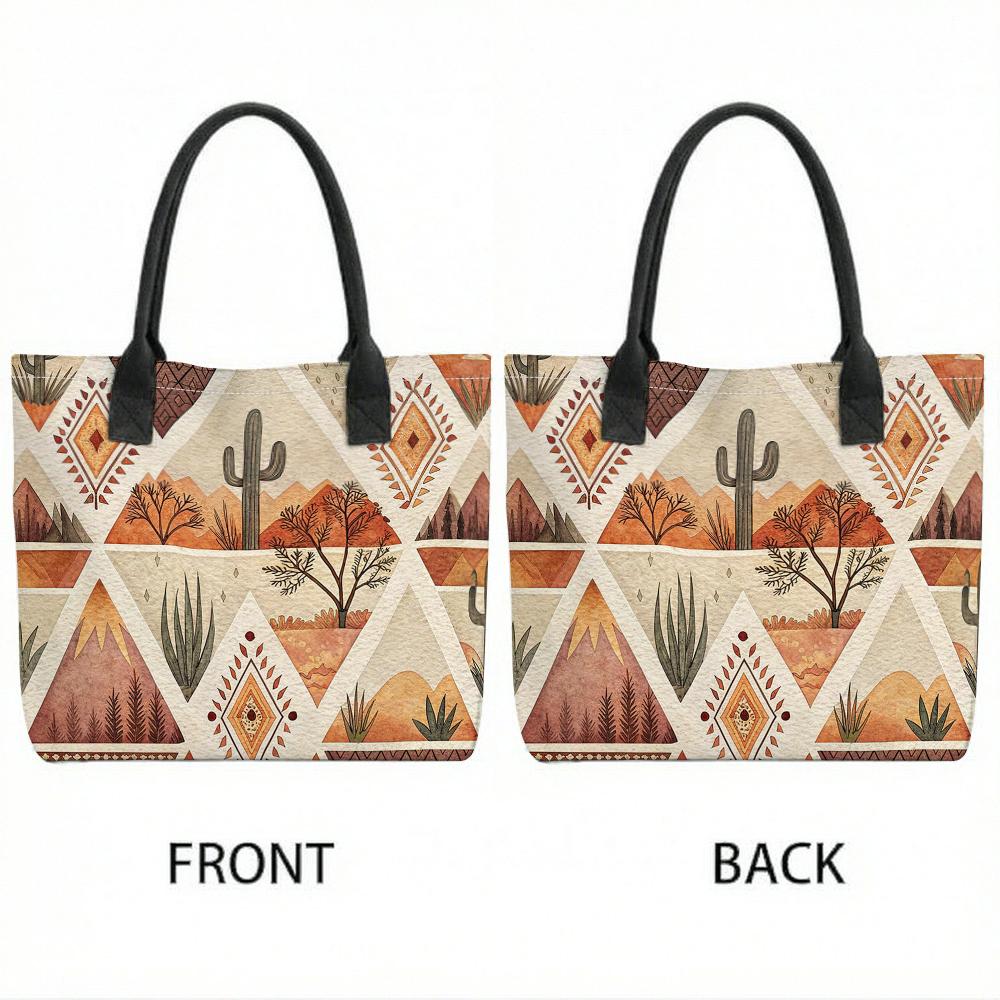 Boho Desert Cactus Canvas Tote Bag