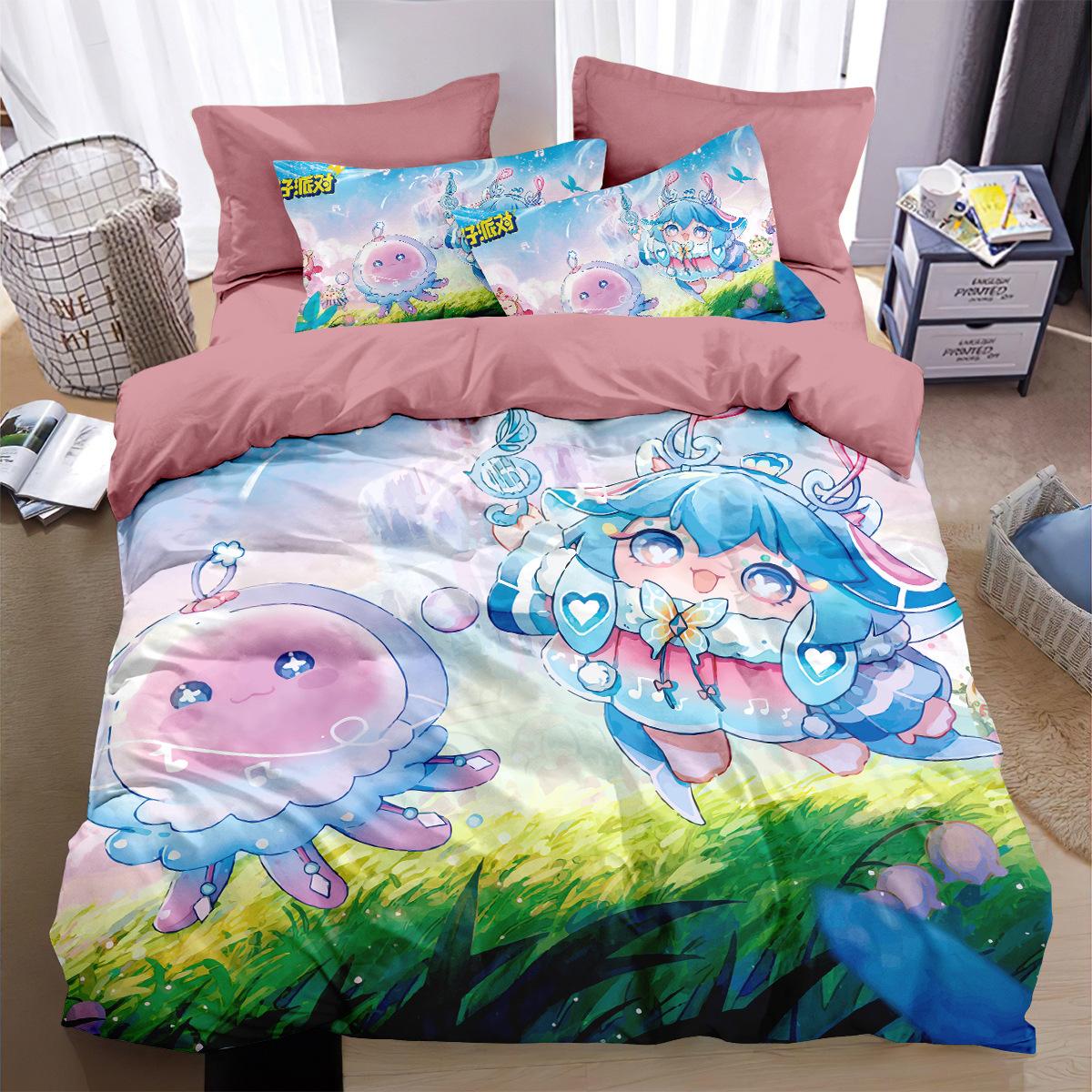 

Comforter 3D Eggy Party Bedding Sets Comforter Quilt Bed Pillow Case 2-3 Pieces Sets Kids Adult Size Bedroom Decoration Comforter (quilt)-EU Single(135*200cm)3pcs