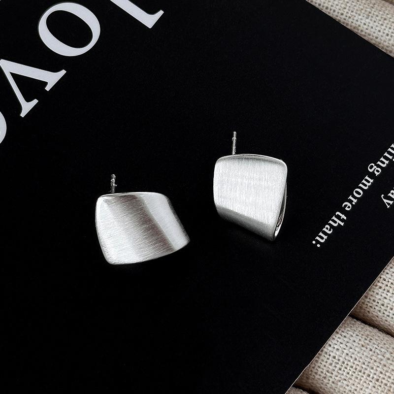 New 925 Silver Hoop Earrings Clip Matte Circle Geometric Punk For Women Girl Gift Jewelry