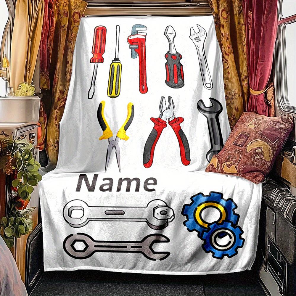 Tools And Gears Blanket Personalized Name Soft Comfortable Stylish Blanket Car Blanket Perfect For Travel Camping Outdoor Home Suitable For All