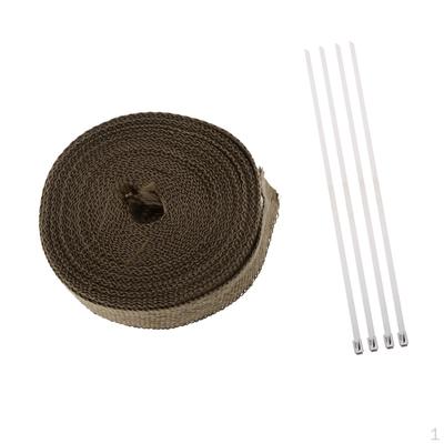 Insulation for 2" X 32ft Roll Titanium Motorcycle Exhaust Tape Thermal W/ Stainless Locking Ties