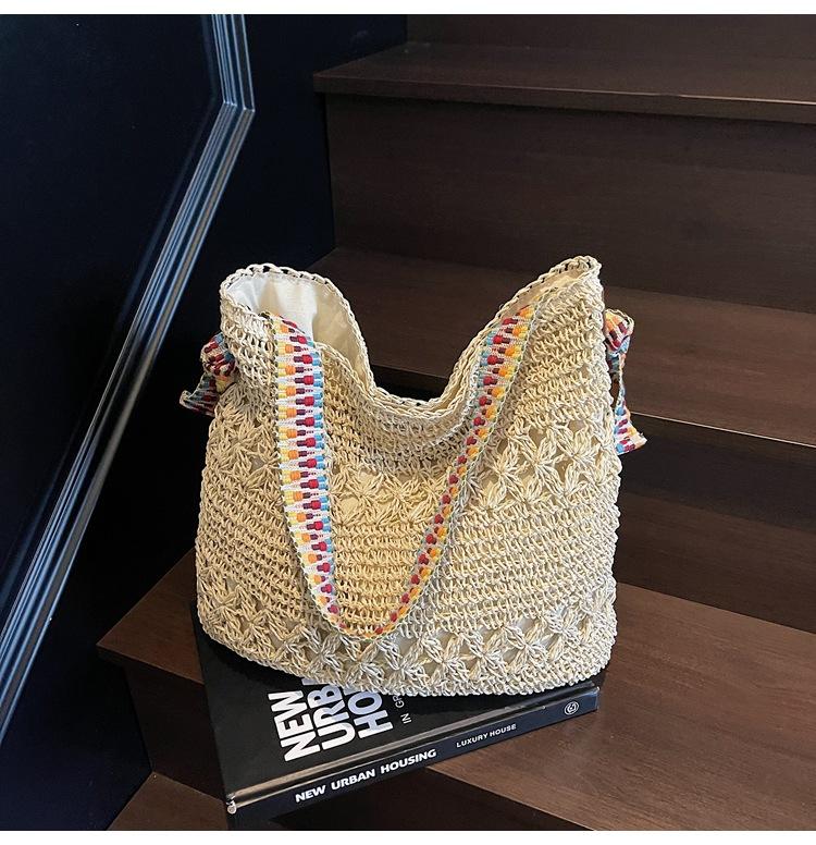 Spring Fashion Ribbon Armpit Woven Bag Women's 2025 New Texture Hollow Design Shoulder Tote Bag