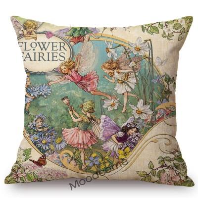 Cute Lovely Princess Girl Room Decoration Art Flower Cartoon Fairy Tale Floral Sofa Throw Pillow Case Children Art Cushion Cover