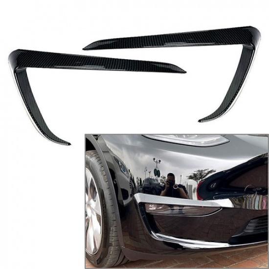 1 Pair Car Front Fog Light Lamp Eyebrow Cover Trim For Tesla Model Y 2020-2023