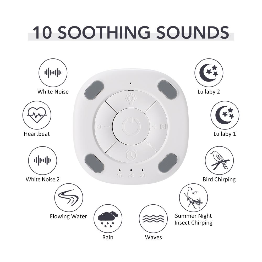 Portable Baby White Noise Sleep Machine 10 Soothing Sounds 7 Night Light Colors Sleep Sound Player Timer for Baby Kids Adults