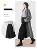 Women's Plus Size Dark Grey Wool-Blend Straight Leg Cropped Pants - Loose, Casual, Petite, Thickened for Spring & Autumn