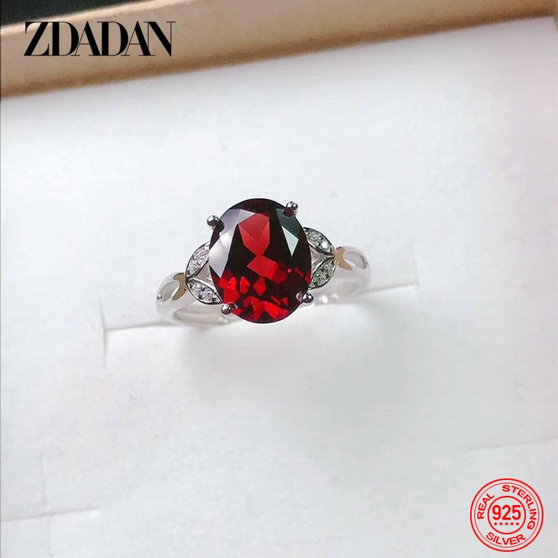 925 Sterling Silver Adjustable Ruby Ring for Women Fashion Jewelry Gifts