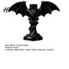 Halloween Bat Candle HolderGothic Tealight Holder Devil Holder, Gothic Winged Candlestick with Tabletop Ornament Red Eyes, Matte Black Sticks