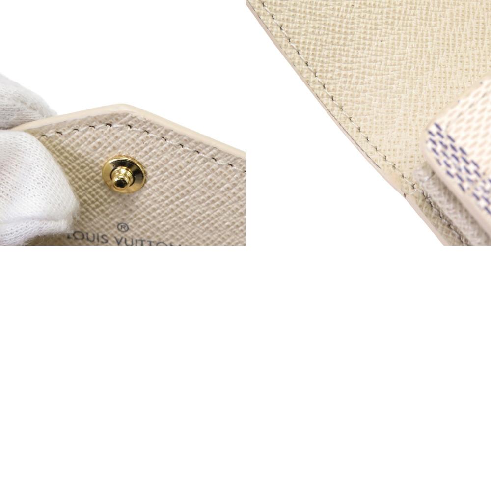 Used AUTHENTIC LOUIS VUITTON N63208 Damier Azur Porte feuille Sarah long wallet White