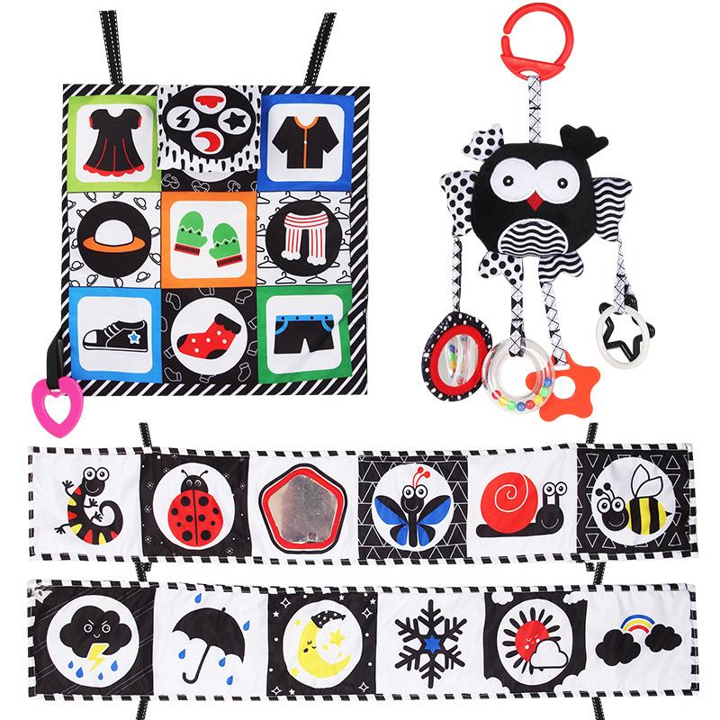 Baby Early Education English Palm Cloth Book, Children'S Vision Training Can'T Be Torn, With Sound Paper Bb Device, Fun Mirror