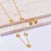 3PCS Diamond Studded Clover Fashionable Versatile Earring Necklace Bracelet Set, the Best Birthday Gift, Valentine's Day Gift