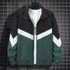 Men's Color Block Windbreaker Jacket Casual Stand Collar Zip Up Lightweight Sport Track Jacket