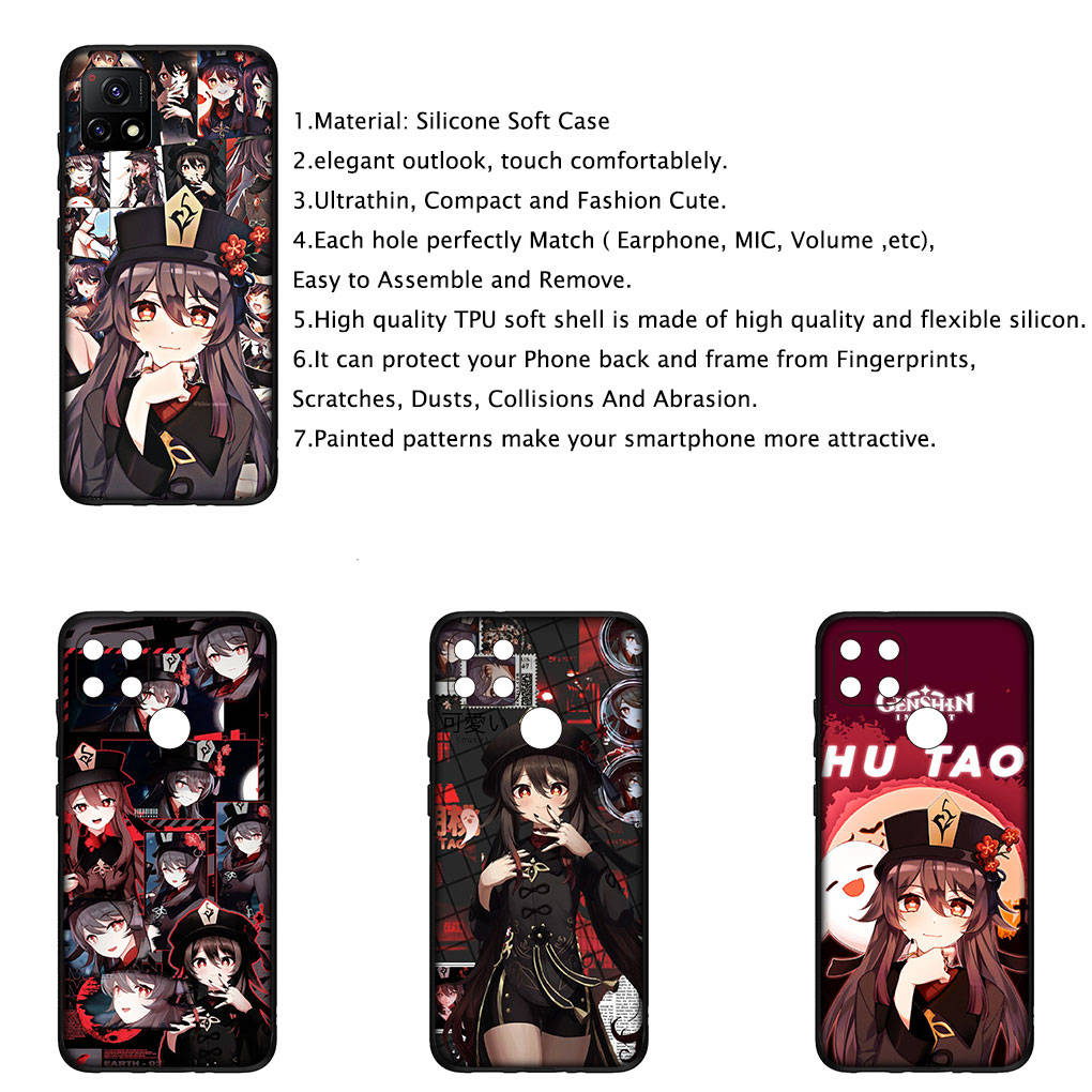 For Samsung Galaxy S24 S23 iPhone 16 15 14 Xiaomi Redmi Note 13 12 11 10 Plus 9 Pro Max X XR Phone Case Hutao Genshin Impact Hu Tao OPPO Huawei Cover