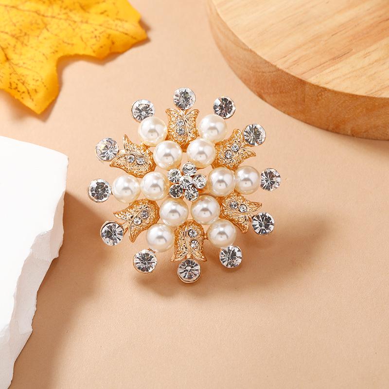 Elegant Pearl & Rhinestone Flower Ring - Women s Fashion Accessory
