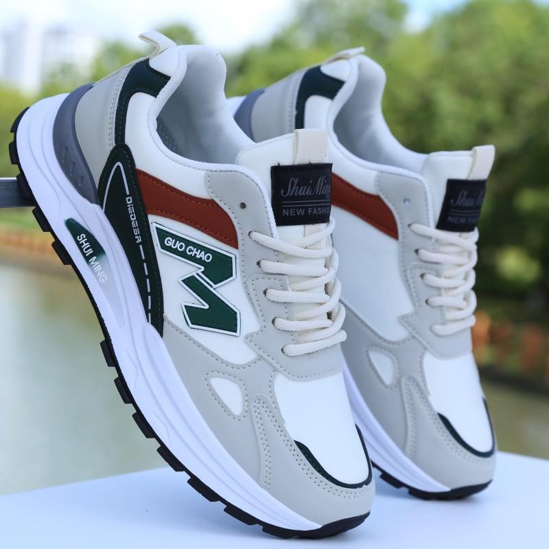 Dad shoes men's shoes leather sneakers men's 2026 new non-slip waterproof casual shoes lightweight shock-absorbing running shoes