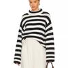 Comfortable Versatile Fashion High Neck Knitted Sweater Female Fall and Winter Loose Striped Long-sleeved Knit Sweater Sweater Coat Female