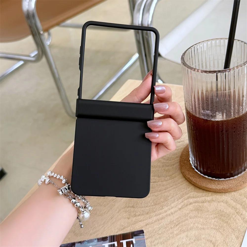 Hinge Protective Cover Phone Case for Samsung Galaxy Z Flip 7 FE 6 5 4 3 Flip7 Flip6 Flip5 Solid Color Macaron Hard Shell Cases