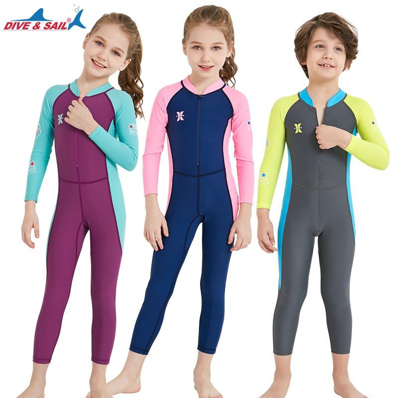 Kinder UV-Schutz Langarm Einteiler Rash Guard Badeanzug Schwimmen Tauchen Wassersport