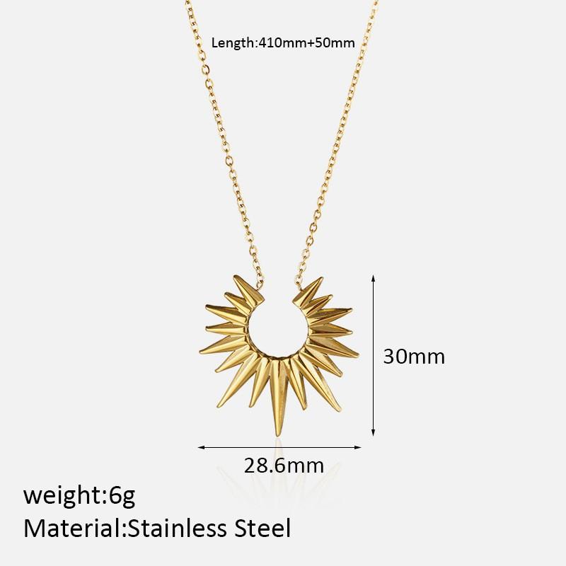 Vintage French Twisted Star Moon Pendant Necklace For Women Fashion Titanium Steel Chain