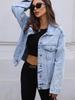 Europäische & Amerikanische Damenmode Jeansjacke mit Revers und langen Ärmeln (2025)