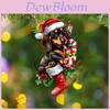 Acrylic Christmas Dachshund Car Pendant With Cute Cartoon Style For Auto Interior Decor