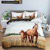 3D Horse Printing Duvet Cover Animal Bedding Set Twin Full Double Queen King Size for Kids Men Black Soft Quilt Cover Pillowcase