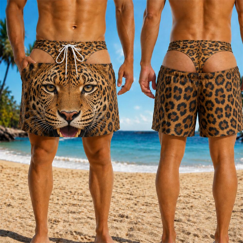 Costume da Bagno Divertente e Birichino per Uomo Festa in Spiaggia Unico Coulisse Pantaloncini da Spiaggia Moda Stampa 3D Novità Tigre Leone Aquila