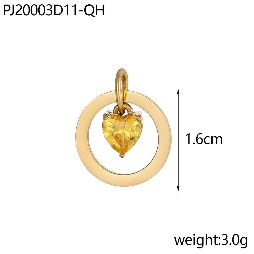 CARLIDANA Dainty Stainless Steel Crystal Charms for Jewelry Making Women Necklace Round 12 Zircon Birthstone Heart Pendants
