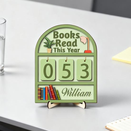 Book Read This Year Counter Sign Reading Tracker Plaque Bookshelf Decoration Handmade Wood Reading Challenge Tracker Book Lovers Gift