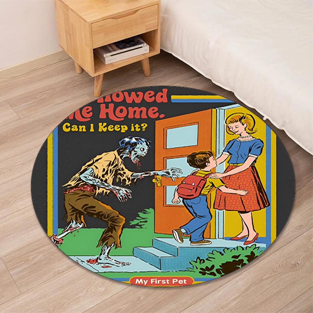 Steven Rhodes Printed Round Rug Carpet Chair Rug Area Rug Entryway Doormats,for Office Chair Living Room Bedroom Kitchen Room.